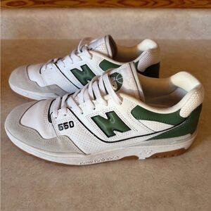 New Balance BB550 White and Green Sneakers